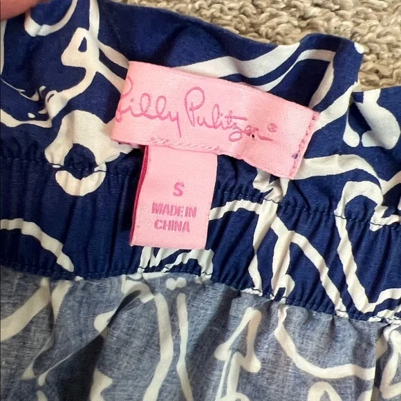 Lilly Pulitzer Blue Anchor Skirt Small Elastic Waist Pockets Coastal Nautical - Picture 13 of 16